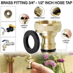 Universal Solid Brass Tap Connector 2Way Adaptor Male Garden Water Fit Hose Pipe - Picture 1 of 7