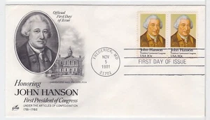 TurtlesTradingPost- John Hanson- First Congress 1981 FDC #1941- Artcraft Pair - Picture 1 of 1