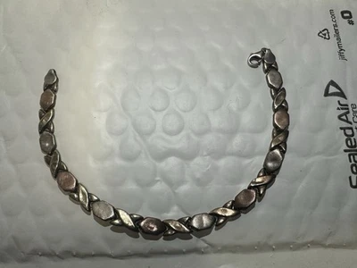 Brazalete de eslabones tricolor de plata de ley 925 y oro de 1/7 10K 8 g marcado 925 1/7 10K Foto 1 de 4