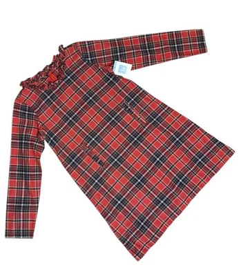 Vestido Bella Bliss Rojo Vacaciones Cuadros Volantes Cuello Niñas Talla 12 100% Algodón Nuevo con Etiquetas Foto 1 de 4