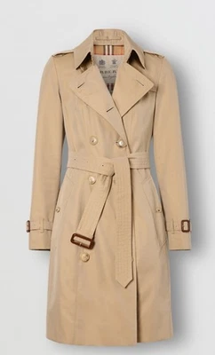 Authentic NEW BURBERRY Women Honey Beige CHELSEA Mid Length Trench Coat 8 US S M - Image 1 of 4