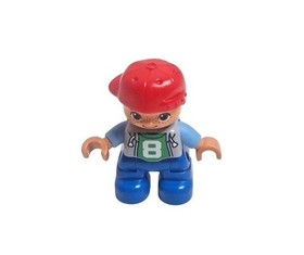Lego Duplo Figure 2" Boy Son Youth Male Child Kid Hat #8 Number Train Set 10558