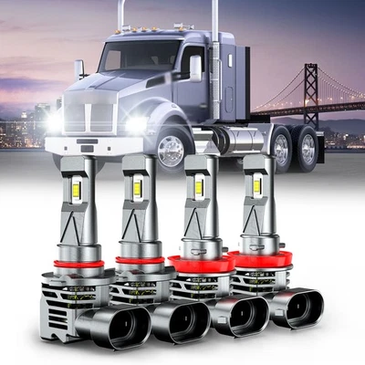 For Kenworth T370 T680 T880 Truck 2013-2022 6000K LED Headlights Bulbs High Low - Image 1 of 4
