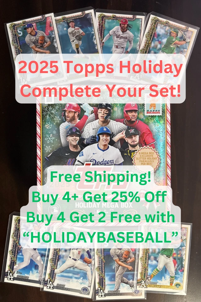 Праздничные бейсбольные одиночные игры 2025 Topps полный набор на выбор H1-H200 бесплатная доставка - Изображение 1 из 1