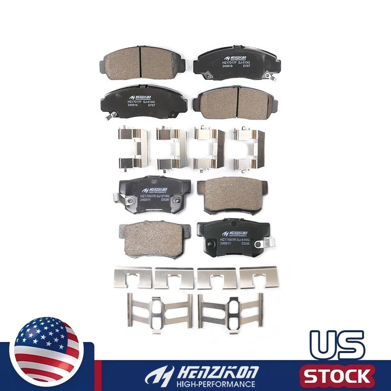 For 1999 - 2008 Acura TL Front & Rear Ceramic Brake Pads Kit w/ Hardware - Image 1 of 1