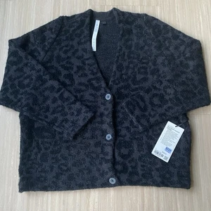 Lululemon Wool Blend Jacquard Cardigan Large Leopard Grey Black KLGB New Tags - Picture 1 of 7