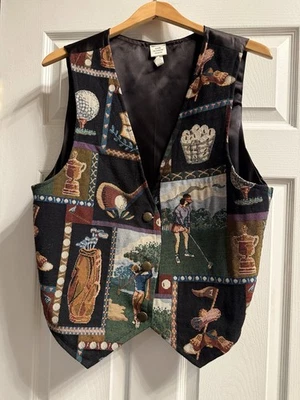 Vintage Women's Size XL Tapestry Lady’s Golf Ball Country Club Theme Vest  - Image 1 of 4
