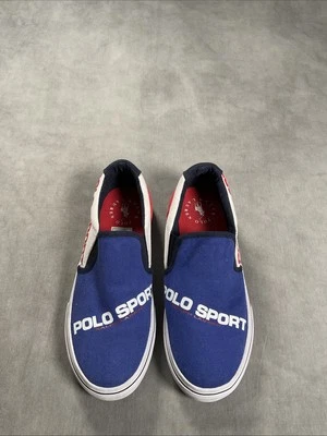 Polo Sport Ralph Lauren Slip On Polo Men’s Canvas Sneakers Size 5 Red White Blue - Image 1 of 4