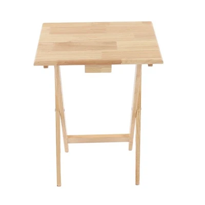 Classic TV Dinner Folding Trays With Storage Rack Tray Table Set Wooden Snack FI - Image 1 of 4