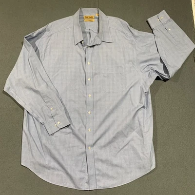 Camisa de vestir Roundtree Yorke Gold Label para hombre 4XT azul a cuadros rendimiento perfecto Foto 1 de 4