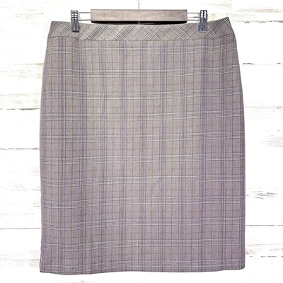 Falda lápiz roz & ALI para mujer marrón forrada a cuadros con cremallera sobre la rodilla talla 14 Foto 1 de 4