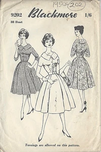 1950s Vintage Sewing Pattern B38" DRESS (202) - Picture 1 of 1