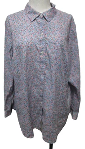 J. Jill floral twill button down shirt top blouse Cotton Size Sz X-Large XL - Picture 1 of 13