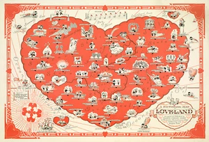 Un mapa pictórico de Loveland -donde todo el mundo debería ir - Cartel de arte de pared impreso - Imagen 1 de 2