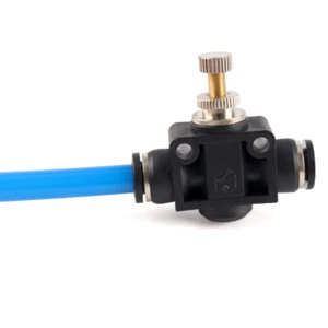 Black Pneumatic Throttle Valves Flow Control Valve Push In Fit Connector 4-12mm - Picture 1 of 12