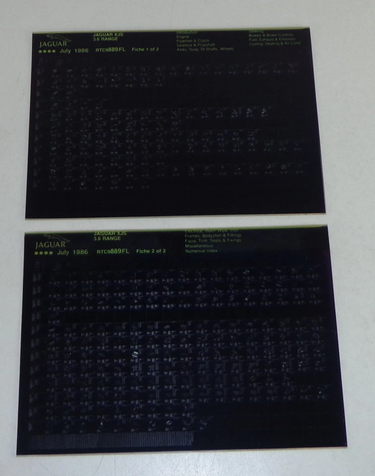Catalogo Parti Microfich Per Jaguar XJS 3.6 Aggiornato 07/1986 - Immagine 1 di 1