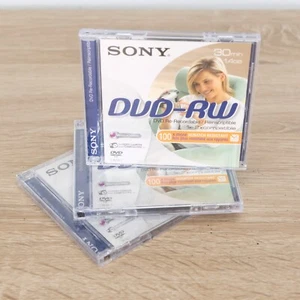 3 x Sony DVD-RW Recordable Sealed 30 Min 1.4GB Accucore Mini Discs - Afbeelding 1 van 5