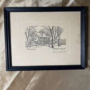 1951 ALTE FÄHRE INN Kunst Radierung SIGNIERT HT MACNEILL gerahmt mit Geschichte - Bild 1 von 5