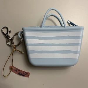 NEW Simply Southern Zipper Key Chain Mini Tote Silicone Coin Purse Blue Stripe - Picture 1 of 3