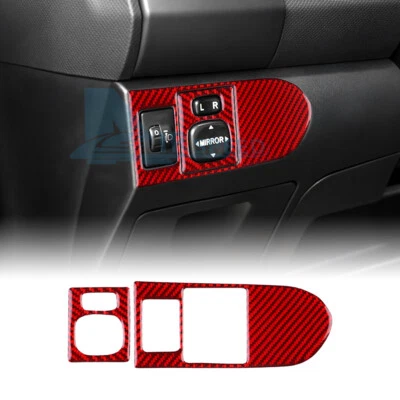 For Toyota Yaris 2006-2011 Carbon Fiber Headlight Switch Button Cover Trim Red - image 1 of 4
