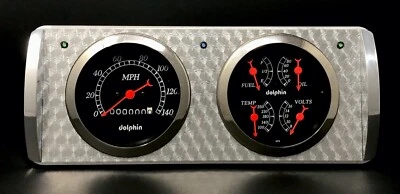 1940 Ford Car 2 Gauge Dash Panel Quad Style Engine Turned Insert Set Black Foto 1 de 4