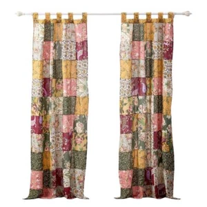 Antique Chic Authentic Patchwork Curtain Panel Set 84 x 84 inches Includes Tw... - Picture 1 of 6