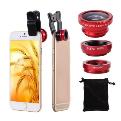 3 In 1 Mobile Phone Lenses Wide Angle Macro Camera Lens For Iphone Huawei Solid↔ - Image 1 of 4