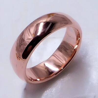 Pure Solid Copper Smooth Unisex Band Handcrafted Jewelry Ring For Men Women Gift - Image 1 of 4