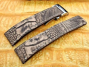 Correa de reloj de cuero con patas de avestruz cepillado de 22 mm/20 mm cuero exótico vintage a medida - Imagen 1 de 12