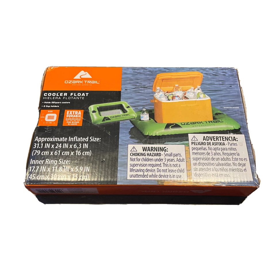 Ozark Trail Cooler Float Water Sports Holds 28qt Coolers and 2 Cup Holders