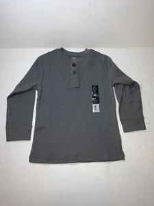 Boys size 4 Waffle texture Thermal long sleeve HENLEY- GRAY by Faded Glory - Picture 1 of 8