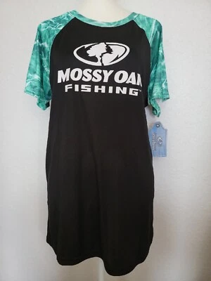 Camiseta de pesca MOSSY OAK para mujer nueva con etiquetas tela elástica talla Lg negra y verde  Foto 1 de 4