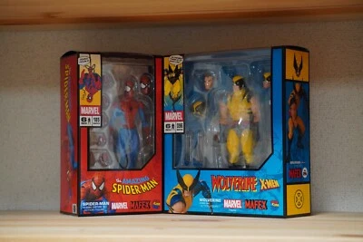 MAFEX No.096 Wolverine Comic Ver. & No.185 Spider-Man Classic Costume Figures JP - Image 1 of 4