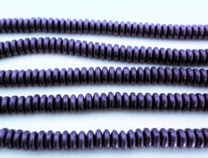 50 6mm Czech Glass Rondelle Beads: Metallic Suede - Purple - Picture 1 of 1