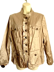 Chico's Jacket 2 Cotton Blend Lightweight Gold Metallic Unlined Lightweight - Picture 1 of 7