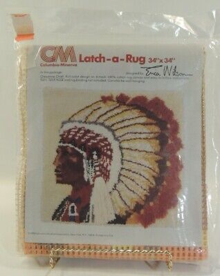 VTG Columbia Minerva Latch-A-Rug Pattern 3606 Erica Wilson Cheyenne Chief Indian • 31.45€