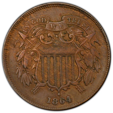 1864 Two Cent Large Motto PCGS XF45 BN Cover