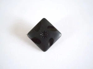 Antike schwarze Gagat?Glas? Brosche Trauerschmuck 7,7 g/3,1 x 3,1 cm - Bild 1 von 5