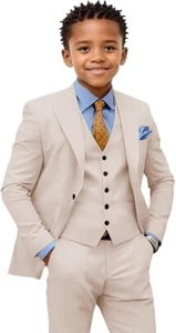 Boys Formal Suit Set Toddler Kids Slim Fit Tuxedo Suits for Teenage Boys 3Pieces - Picture 1 of 38
