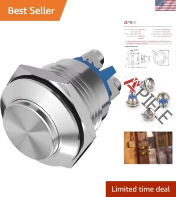 Durable 16mm Push Button Switch with Stainless Steel Finish - Easy Installation - Image 1 of 4