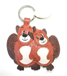 Llaveros Con Funda Para Monedas De Cuero En Forma De Animales Pareja Castores - Imagen 1 de 3