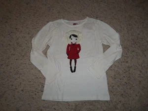 NEW GIRLS CRAZY EIGHT WHITE LONG SLEEVE SHIRT WITH GIRL IN COAT SIZE M (7/8) - Picture 1 of 1