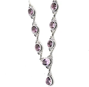 Faceted Amethyst Necklace Party Wear Choker 925 Sterling Silver Jewelry SN2041 - Picture 1 of 4