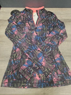 Lole Active 1/4 Zip Pullover Agujeros para el pulgar para mujer S Rosa/Azul/Verde  Foto 1 de 4