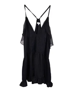 Iro Bellie Lace-Detail Ruffled Mini Dress In Polyester Women Black Size 38 - Picture 1 of 4