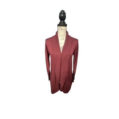 Бургундский кардиган с открытой передней частью свитер женский маленький длинная линия драпированные карманы - Изображение 1 из 4