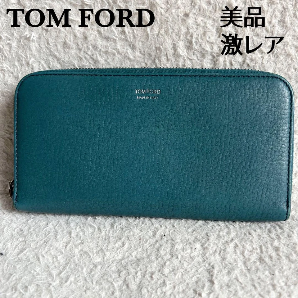 Cartera Larga Tom Ford Cremallera Alrededor Cuero Verde Unisex Hecha en Italia Foto 1 de 4
