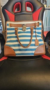 Michael Kors Hamilton Canvas Striped Large North South Tote Excellent Condition! - Picture 1 of 2
