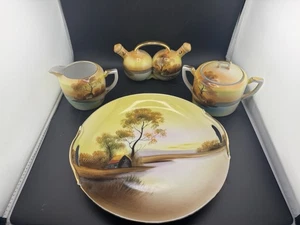 Noritake* TREE IN THE MEADOW* 4 pc VIN & Oil, Cream & Sugar, 9.5" Platter - Picture 1 of 19