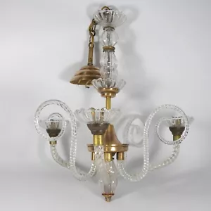 ANTICO LAMPADARIO VENEZIANO IN VETRO OTTONE E BRONZO VINTAGE CHANDELIER V407 - Foto 1 di 13